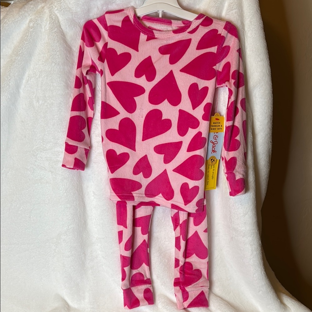 Cat & Jack Pink Pajama Set with Heart Pattern